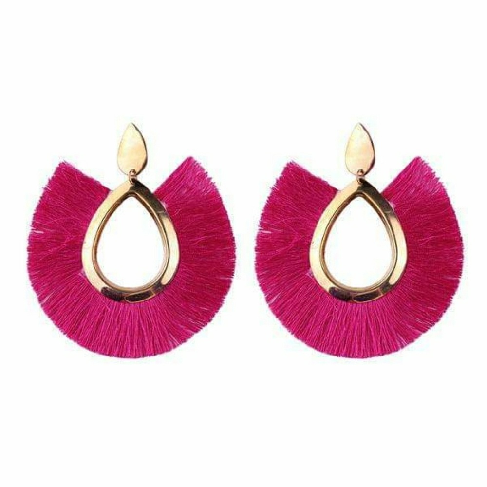 Dark Pink Tassel Earrings 2019 Fashion Trendy